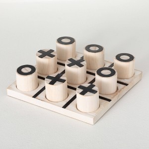 Sullivans 9.5" x 9.5" Wood Block Tic Tac Toe Game - 1 of 4