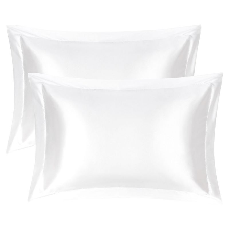 PiccoCasa Satin Silky Pillow Envelope Closure Soft Pillowcases 2 Pcs, 1 of 7