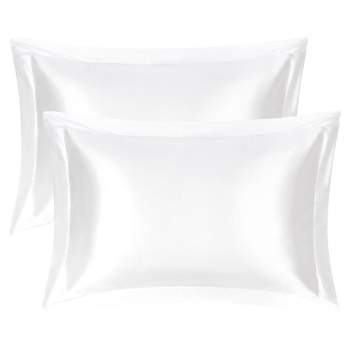 PiccoCasa Satin Silky Pillow Envelope Closure Soft Pillowcases 2 Pcs