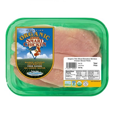 Smart Chicken Organic Boneless & Skinless Thin Sliced Chicken Breast - 0.75-1.5lbs - price per lb