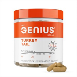 Genius Turkey Tail Supplement Capsules – Organic, Comprehensive Digestive and Gut Health Support – 120 Capsules - 1 of 4