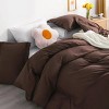 Solid Color Microfiber Bedding Set, Luxuriously, Soft and Durable, Chocolate - 2 of 4