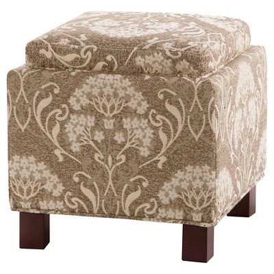 Shelly Square Storage Ottoman with Pillows Beige