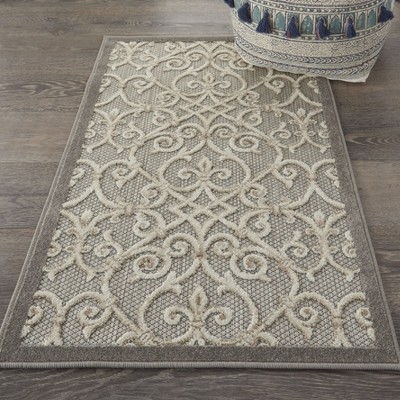 Aloha Scroll High-Low Pile Indoor/Outdoor Rectangular Rug