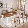 Farmhouse Dining Table Rustic Industrial Kitchen Table with Sturdy Metal Frame & Chamfered Corners - 3 of 4