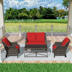 UPTIOT 4-Pieces Wicker Outdoor Patio Furniture Sets - 1 of 4