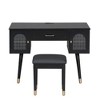 LIVAREEmlen Elegant Vanity Makeup Table & Chair Set, Modern Dressing Table with Organizer, Writing Desk, Charging Port, Black - 4 of 4