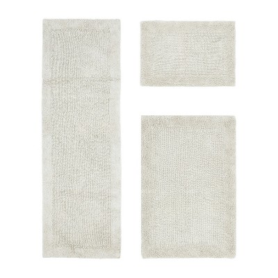 Edge Bath Rug 100% Premium Cotton Ultra-Soft Water Absorbent Tufted Solid Reversible 3 Piece Bathroom Rug Set for Machine Washable Bathmat