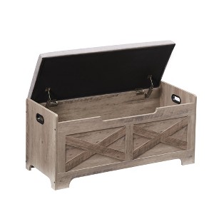 Storage Chest, Lift Top Storage Trunk with Safety Hinge, Wooden Entryway Bench, Large Storage Chest for Entryway, Bedroom, Living Room - 1 of 4