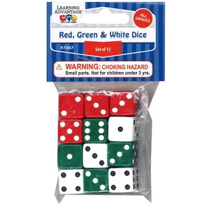 Learning Advantage Dot Dice - Red/Green/White - Set of 12, 6 Packs - 1 of 1