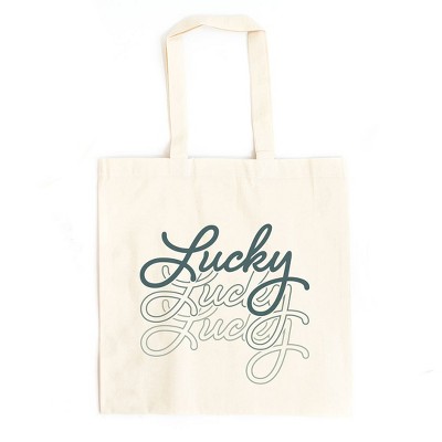 City Creek Prints Lucky Script Stacked Canvas Tote Bag - 15x16 - Natural