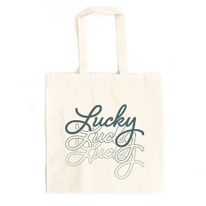City Creek Prints Lucky Script Stacked Canvas Tote Bag - 15x16 - Natural - 1 of 2