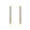 Guili Sterling Silver Slim Hoop Earrings with CZ Pave in Rhodium, Gold & White Plating – Elegant, Subtle Sparkle for Everyday and Special Occasions - 3 of 4
