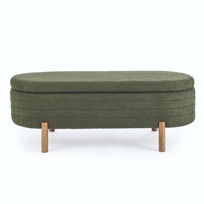Dexmalle Teddy Fleece Storage Bench  with Rubber Wood Legs