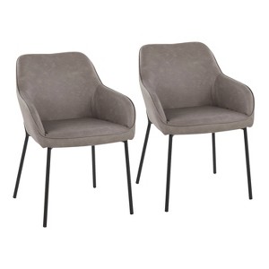 Set of 2 Daniella PU Leather/Steel Dining Chairs Black/Gray - LumiSource - 1 of 4