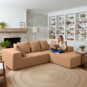 Whisen Modern L-Shaped Modular Sofa, Full Foam Compressed Sofa Couch with Soft Cushions, 5 Pillows - 1 of 4