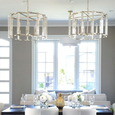 Elegant Carson Polished Nickel 6-Light Crystal Chandelier