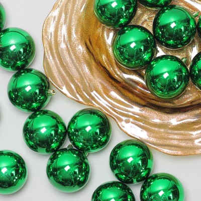 Green Shatterproof Plastic Christmas Ball Ornament Set, 32 Pieces