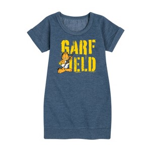 Girls' - Garfield - Grunge Graphic Short Sleeve Fleece Dress - 1 of 3