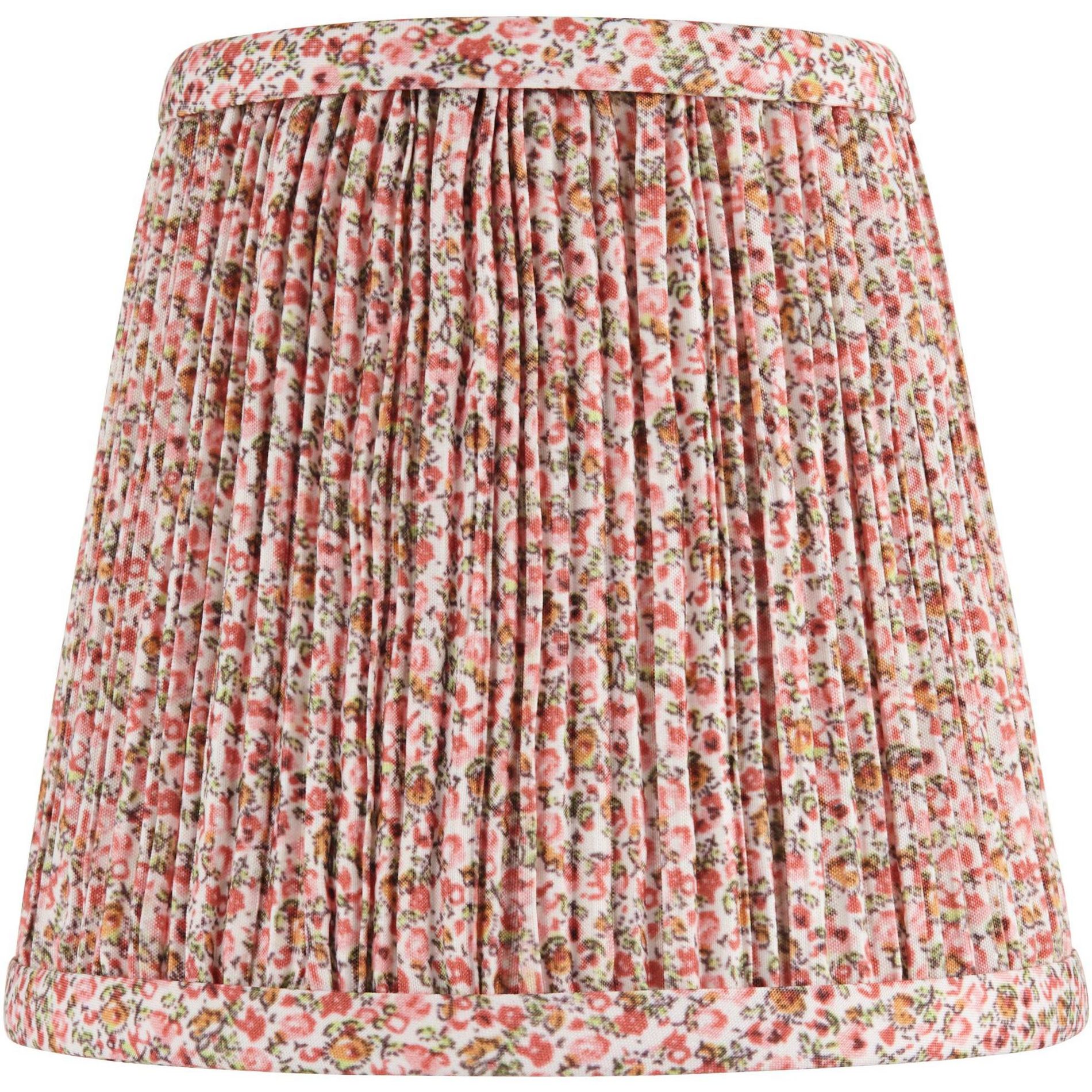 Springcrest 4" Top x 6" Bottom x 5 1/2" High x Print Lamp Shade Replacement Small Mini Pink Red Empire Floral Leaf Shirred Pleated Clip On Candelabra