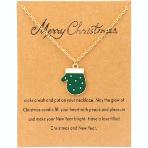 Christmas Theme Necklace Set with Enamel Charms Holiday Party Gift - 1 of 4