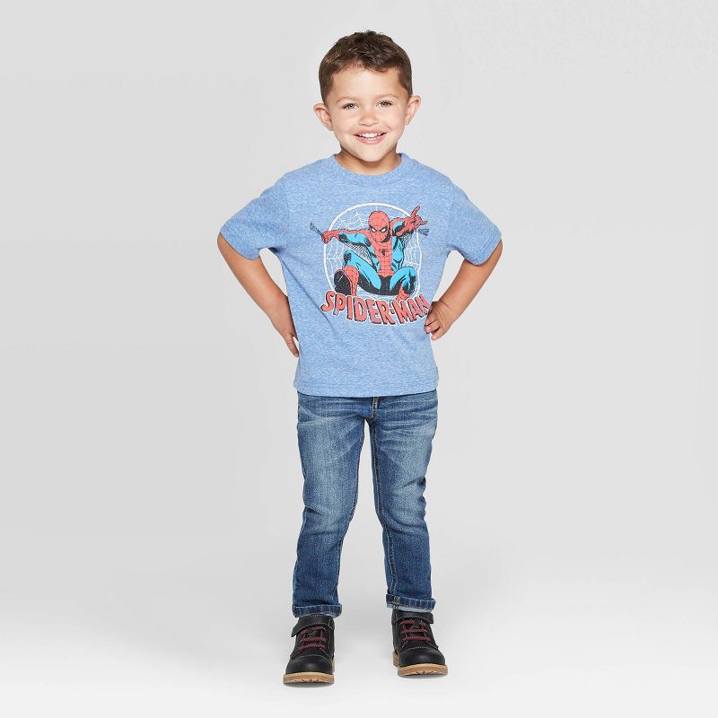 Toddler Boys' Disney Spider-Man Short Sleeve T-Shirt - Heather Blue, 3 of 10