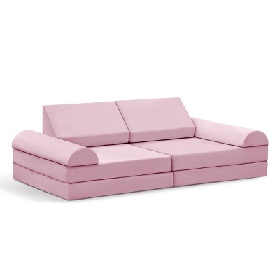 INFURNIC Sofas Modular Kids Play Sofa 8 Pieces Convertible for Playroom Bedroom Fun, Pink, 56"*28"*18"