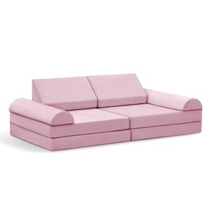 INFURNIC Sofas Modular Kids Play Sofa 8 Pieces Convertible for Playroom Bedroom Fun, Pink, 56"*28"*18" - 1 of 4