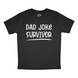 Youth Dad Joke Survivor T Shirt Funny Fathers Day Son Daughter Hilarious Graphic Novelty Tee - Crazy Dog Youth T Shirt - 1 of 4