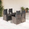 vidaXL 5 Piece Patio Dining Set - Gray Poly Rattan, Adjustable Reclining Chairs, Glass Tabletop - Outdoor Garden/Patio/Balcony - 2 of 4