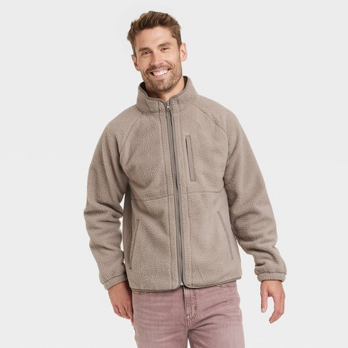Men's High Pile Fleece Zip-Up Sweatshirt - Goodfellow & Co™ Gray XXL