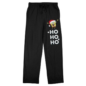 Spongebob Squarepants Ho Ho Ho Men's Black Sleep Pants - 1 of 3