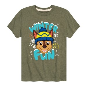 Boys' - Paw Patrol - Chase Winter Fun Short Sleeve Graphic T-Shirt - 1 of 4