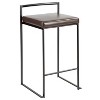 LumiSource Set of 3 Fuji Stacker Counter Height Barstools Black Metal/Brown PU - 2 of 4