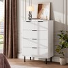 3 Drawers Dresser, Wide Wood Chest of Drawers, Modern Storage Dresser Chest of Drawers Organizer with Metal Legs - 2 of 4