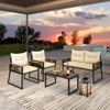 Costway 4/8 PCS Patio Furniture Set with Tempered Glass Coffee Table PE Wicker Rattan Chairs - 2 of 4