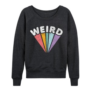Women's - Instant Message - Weird Rainbow Lightweight French Terry Wide Neck Long Sleeve Graphic Shirt - 1 of 4
