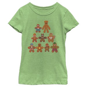 Girl's Marvel Christmas Gingerbread Cookie Tree T-Shirt - 1 of 3