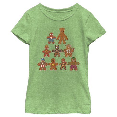 Girl's Marvel Christmas Gingerbread Cookie Tree T-Shirt - image 1 of 3