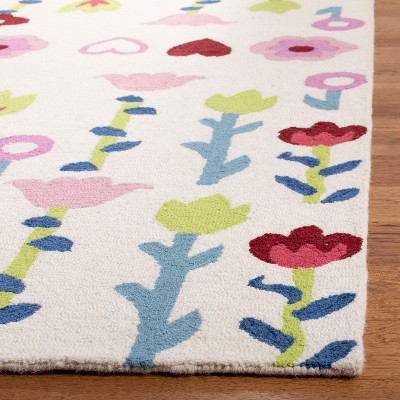 Ivory/Pink Handmade Tufted Wool Kids Rug - 30" x 8"