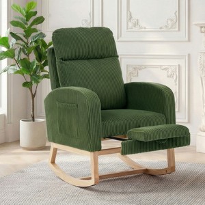 Nursery Rocking Chair with Adjustable Footrest - Tufted Upholstered ...