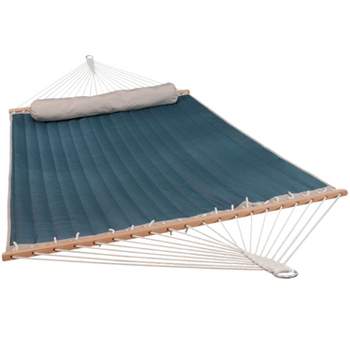 Sunnydaze Heavy-Duty 2-Person Quilted Designs Fabric Hammock with Spreader Bars and Detachable Pillow - 440 lb Weight Capacity