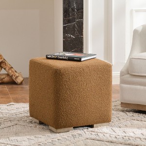KINWELL 18.5" Wide Modern Square Boucle Upholstered Ottoman Entryway Footstool - 1 of 4