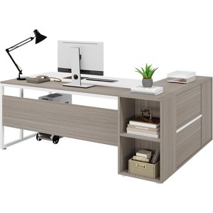 Tribesigns 70.86-inch Executive Desk, L-Shaped Office Desk with Storage Cabinet, Business Furniture Desk Workstation for Home Office - 1 of 4