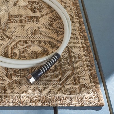 Cream and Beige Synthetic Medallion Runner Rug, 2'2" x 12'