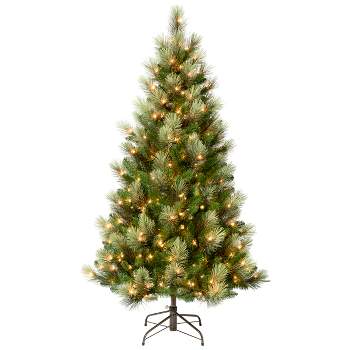 9' Pre-Lit Flocked Charleston Pine Artificial Christmas Tree Clear Lights - National Tree Company