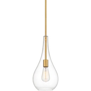 Possini Euro Design Soft Gold Mini Pendant 7 1/2" Wide Modern Clear Glass Shade Fixture for Dining Room House Home Foyer Kitchen - 1 of 4