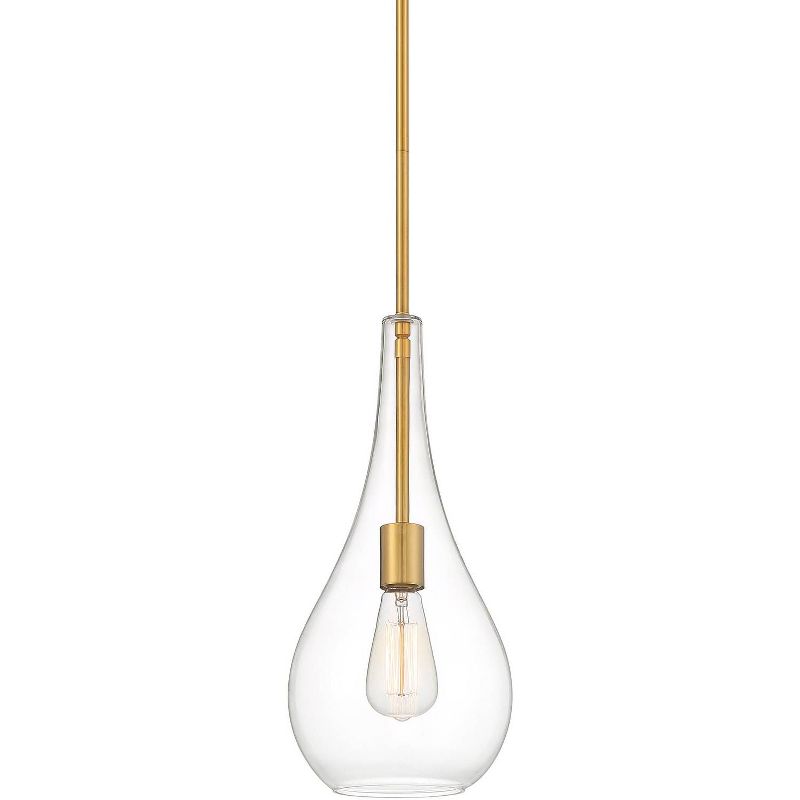 Possini Euro Design Soft Gold Mini Pendant 7 1/2" Wide Modern Clear Glass Shade Fixture for Dining Room House Home Foyer Kitchen, 1 of 7