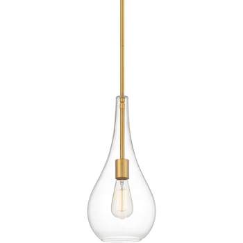 Possini Euro Design Soft Gold Mini Pendant 7 1/2" Wide Modern Clear Glass Shade Fixture for Dining Room House Home Foyer Kitchen