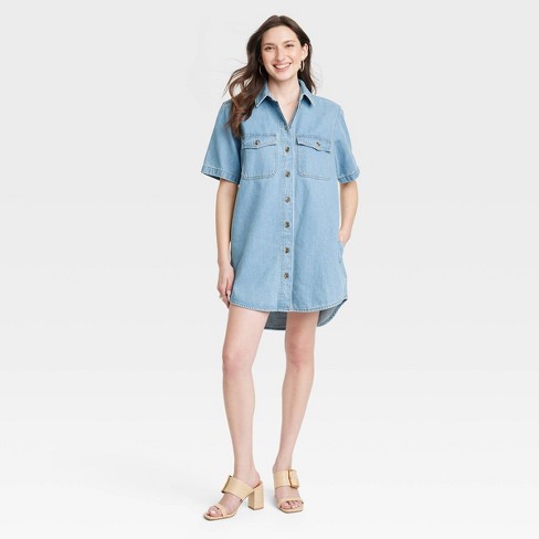 Button up shirt dress short sleeve hotsell